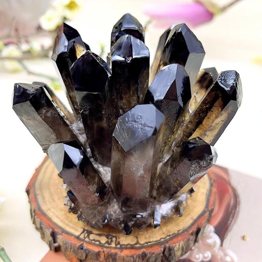 Loverain black quartz cluster as a desk accent adds curiosity.