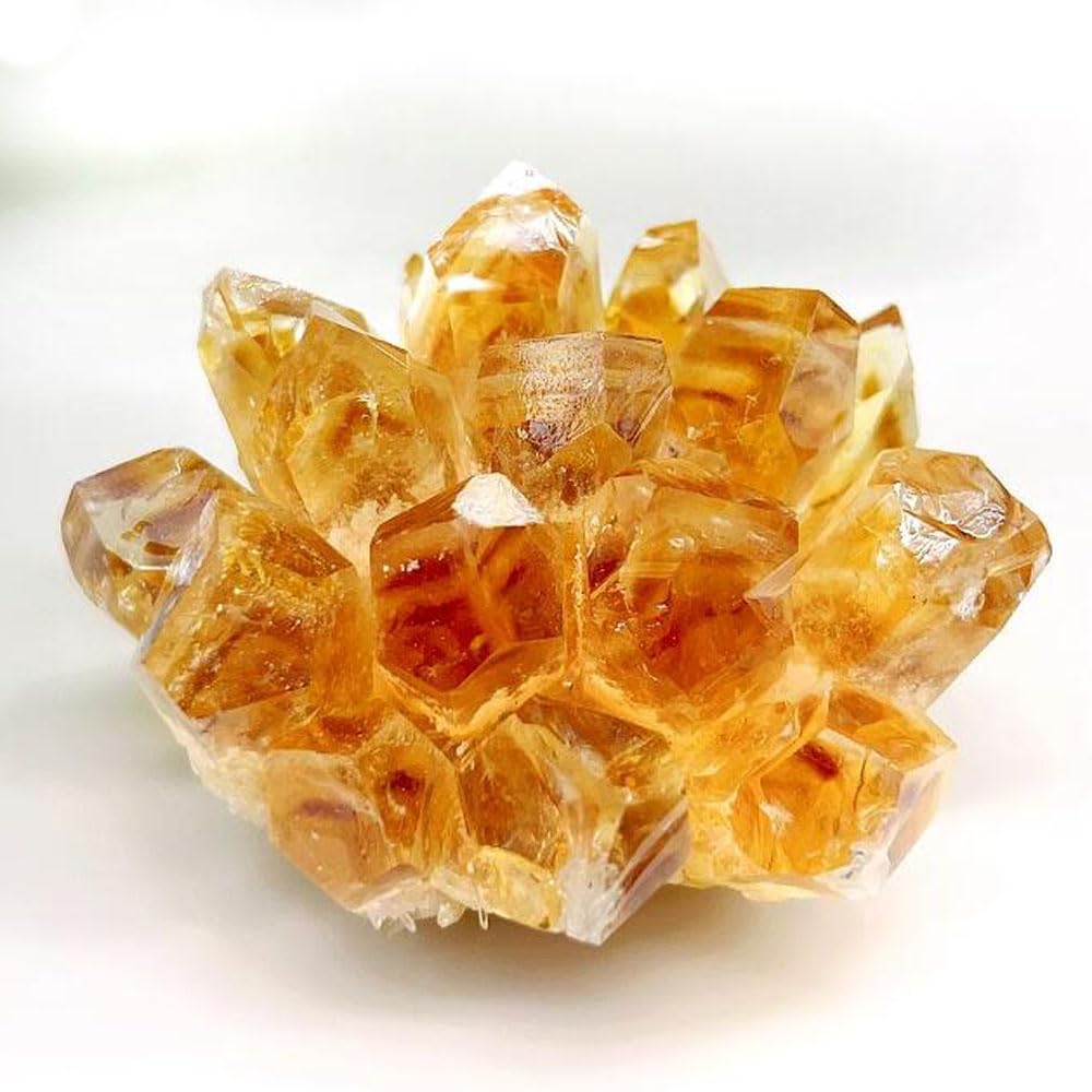 Loverain natural quartz point cluster detail highlights unique facets for decorative accents.