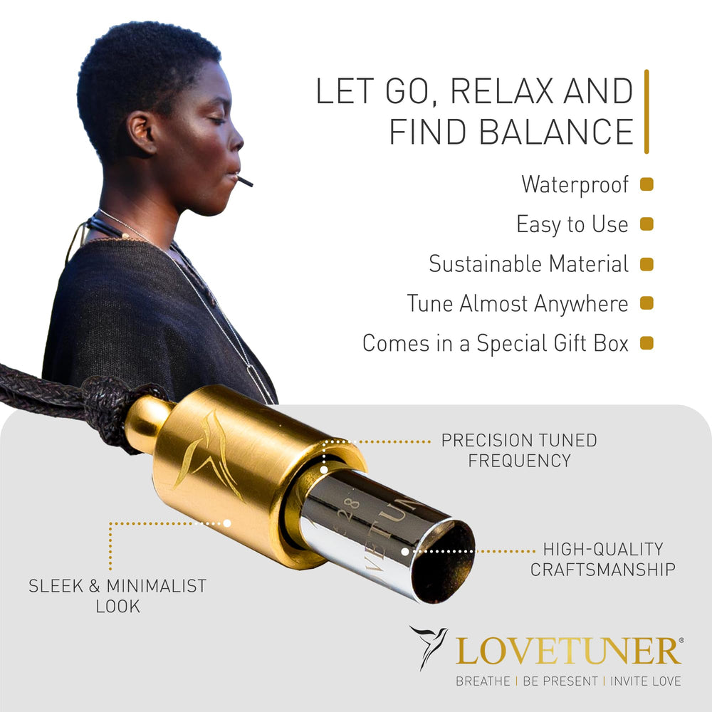 Lovetuner ball-chain necklace ready for yoga or workouts.