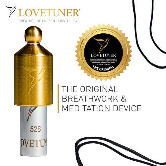 Lovetuner bronze tuning flute close-up highlighting mindfulness resonance.