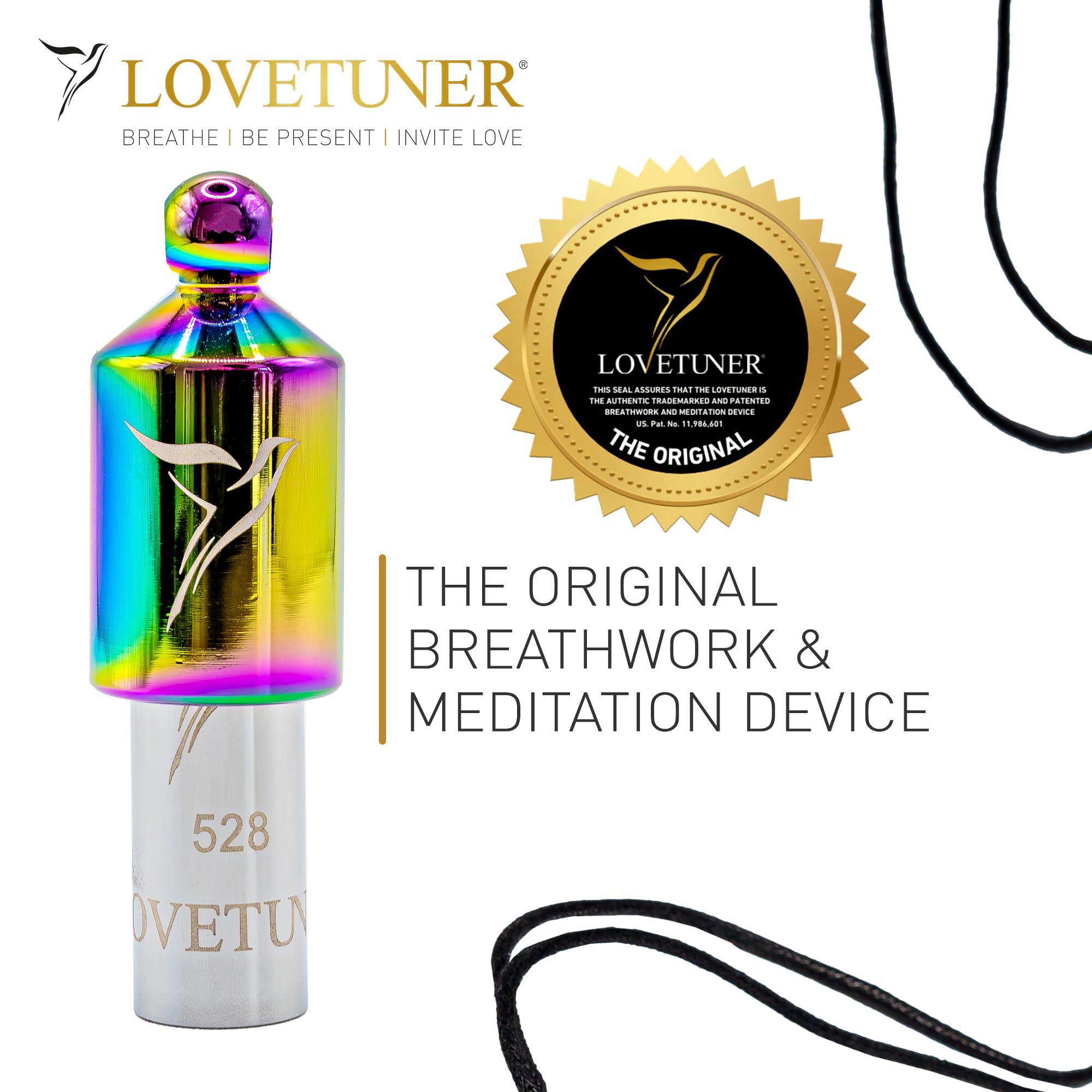 Lovetuner waxed-cord necklace shown for on-the-go meditation.