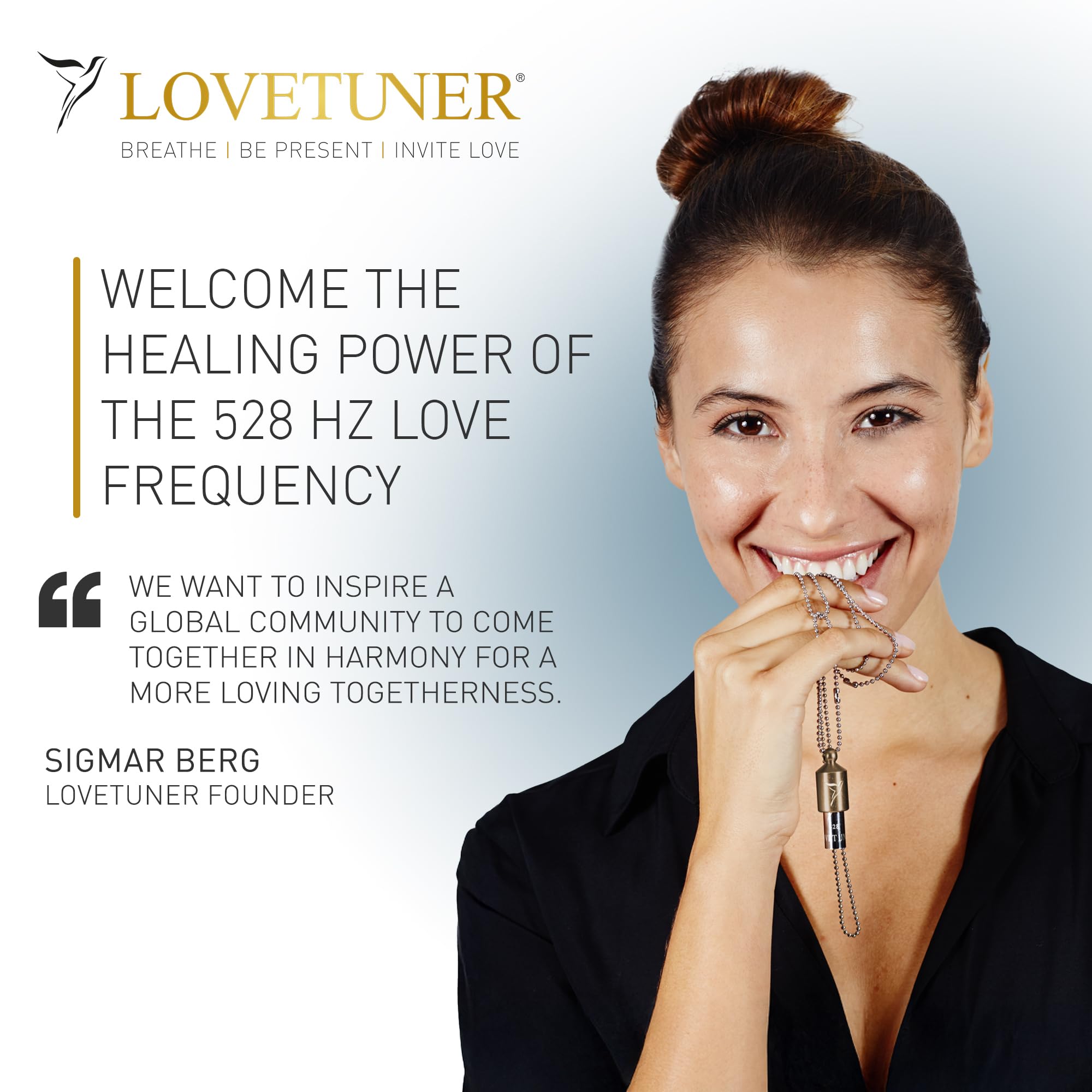 Lovetuner on-the-go setup facilitates quick, consistent breathing practice.