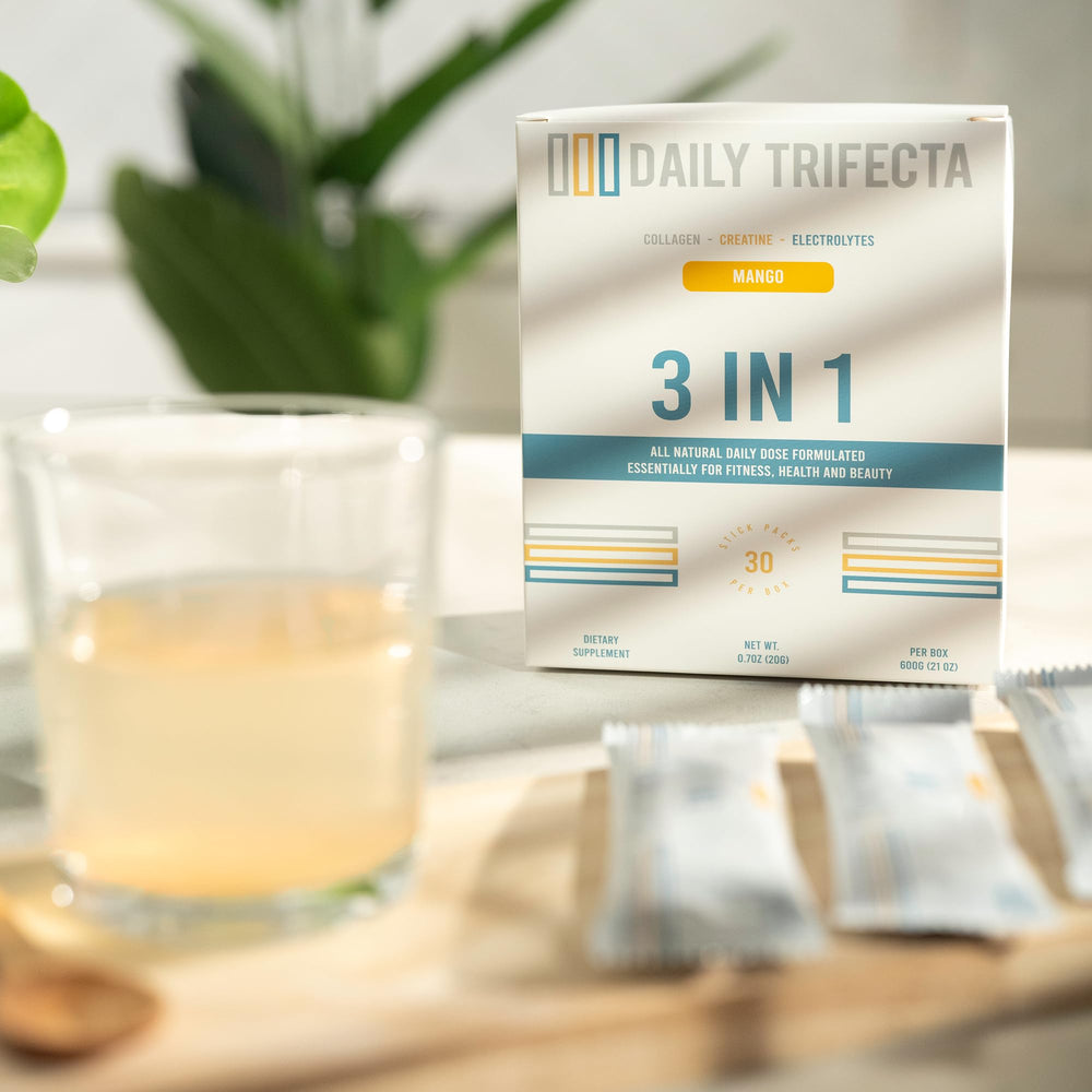 Lovie Style Daily Trifecta dissolving in water mango, quick hydration and energy