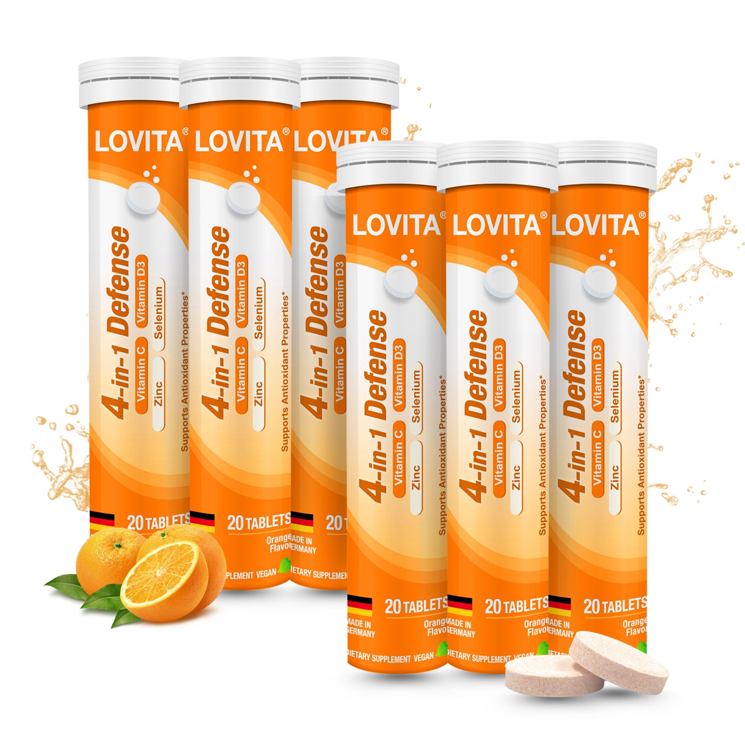 Lovita 4-in-1 Defense tablets in bottle for easy daily immune support.