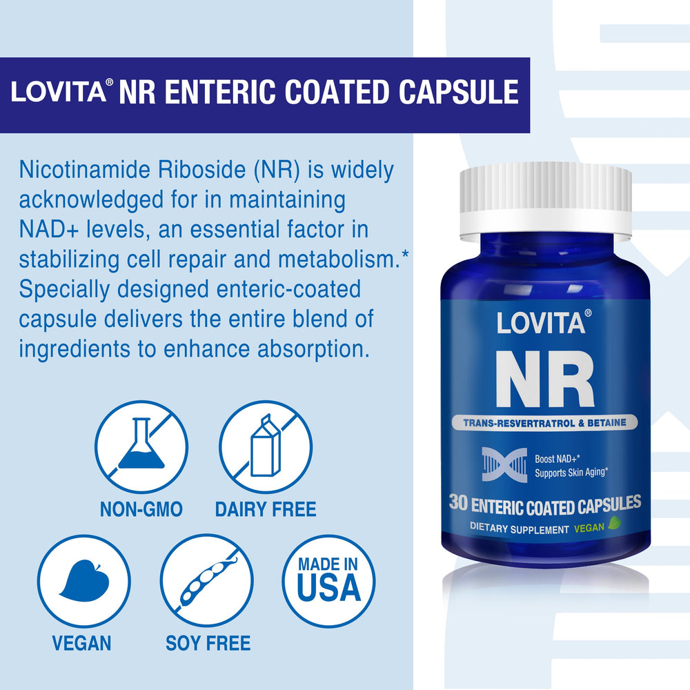Enteric-coated Lovita NR capsules ready for daily use.