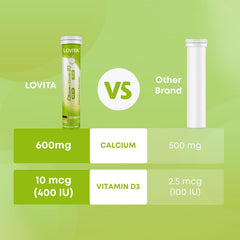 Pack of six LOVITA calcium D3 tablets for convenient daily use.