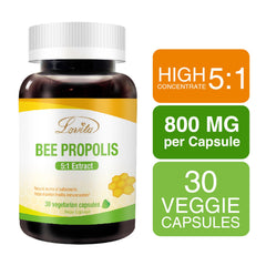 Close-up of Lovita Propolis capsules for easy one-capsule daily serving