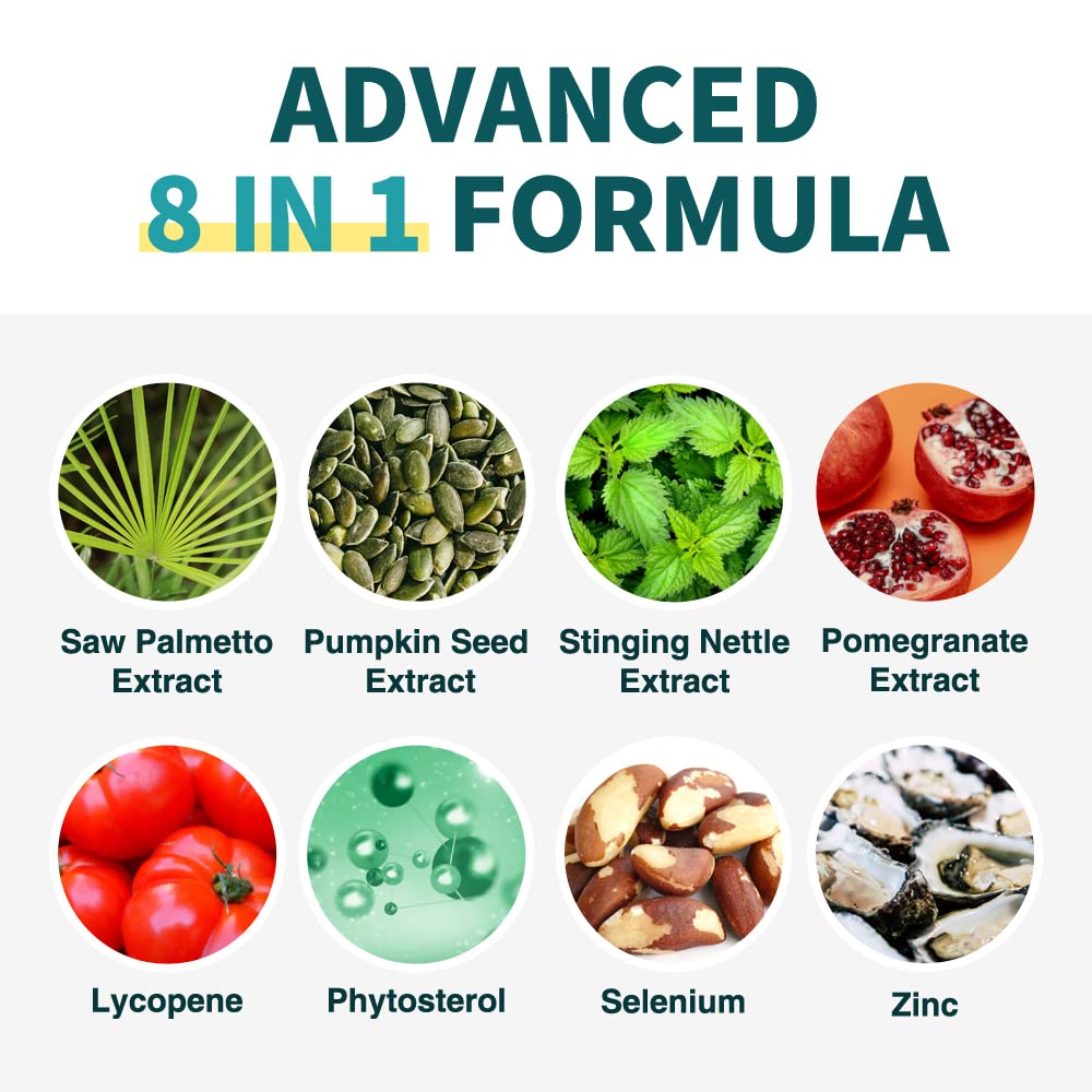 LOVITA capsules close-up highlighting 500 mg saw palmetto per serving.