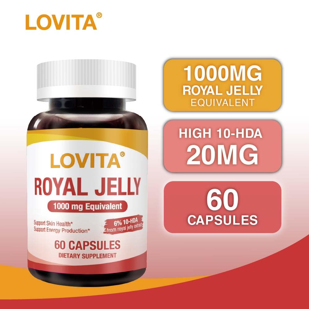 Lovita Royal Jelly 333mg bottle in a three-pack presentation for vitality.