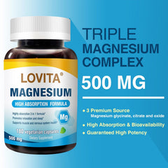 Lovita magnesium blend close-up highlights citrate, glycinate, and oxide for absorption