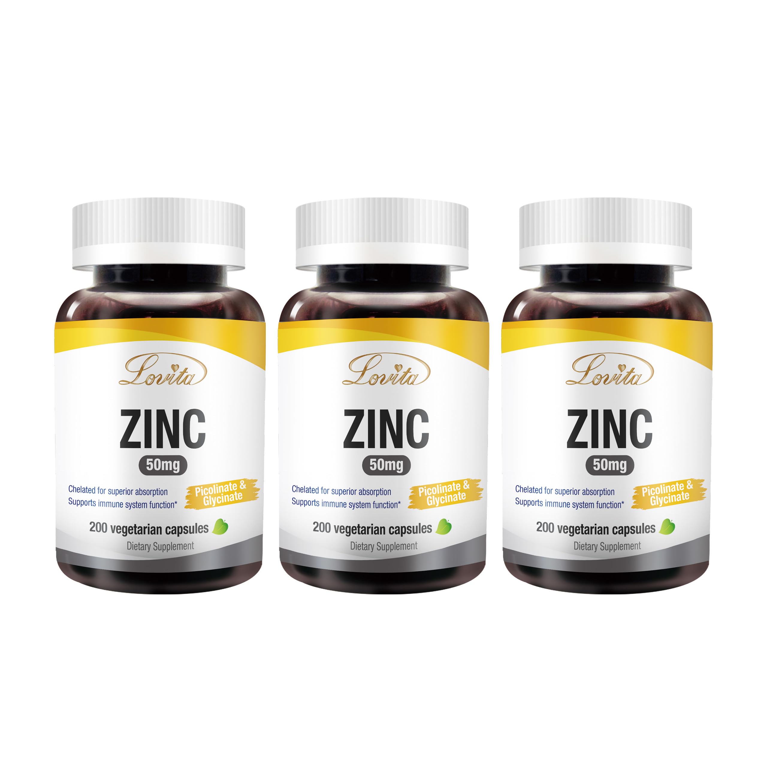 Lovita Zinc 50mg bottle front promoting immune support and potency
