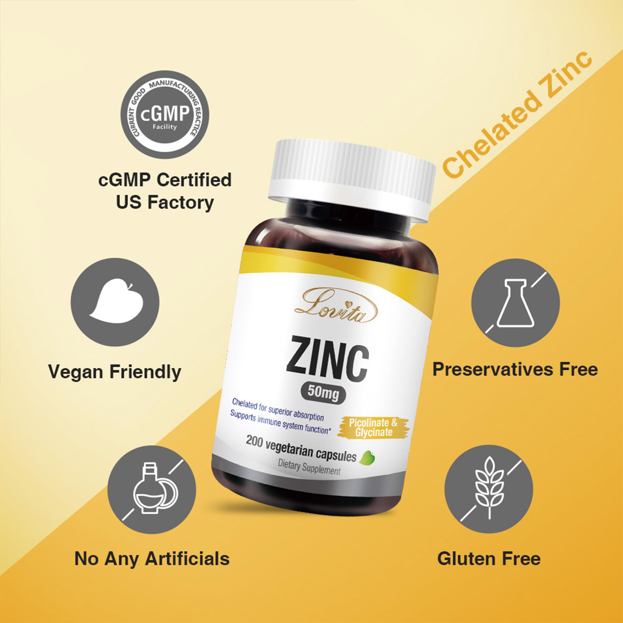 Lovita Zinc 50mg capsules suitable for vegan diets