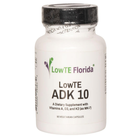 LowTE Florida ADK 10-90 capsules bottle showing bone and teeth support.