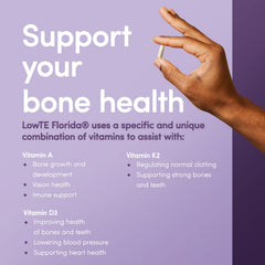 LowTE Florida ADK vitamin D3 K2 A tablets for daily use.
