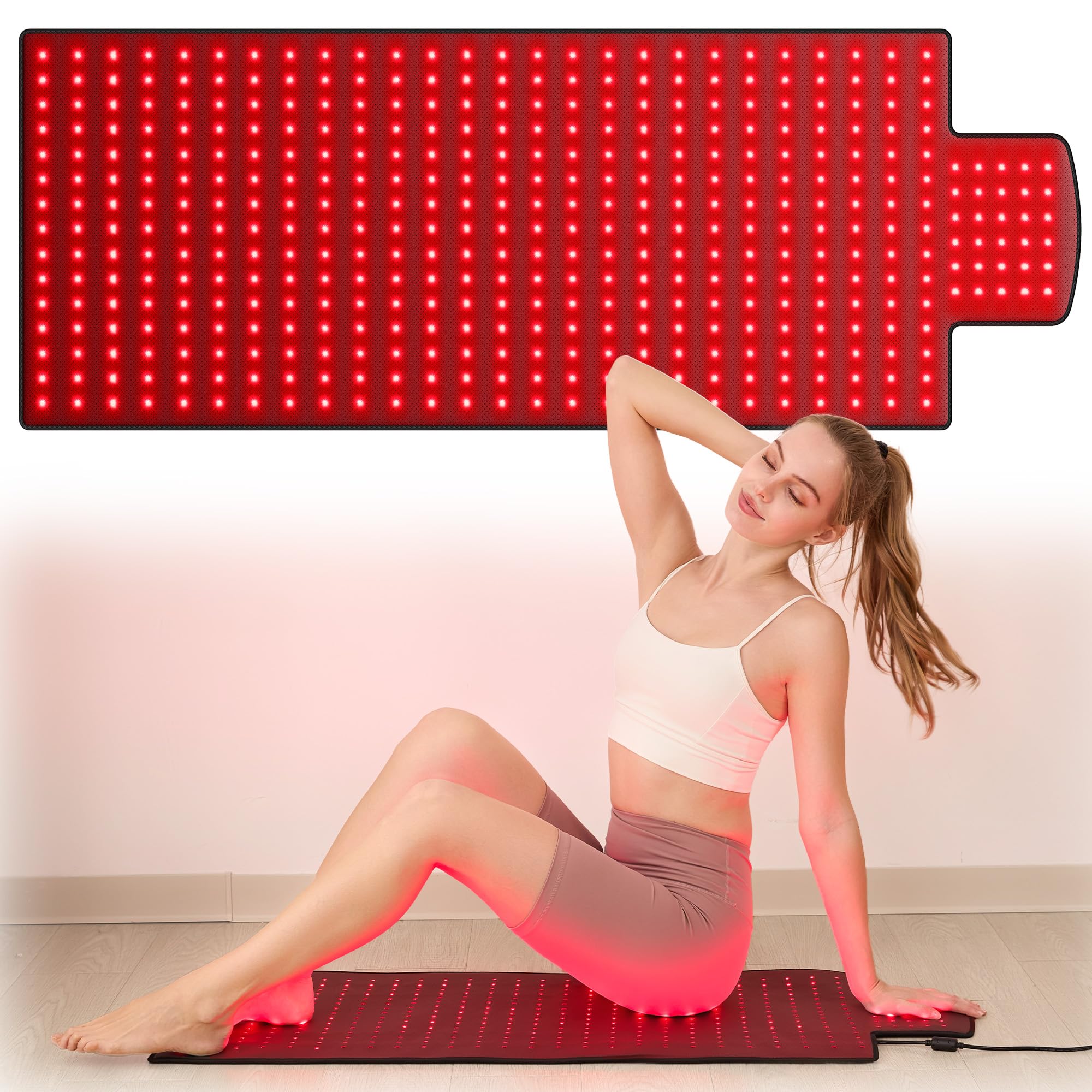 LPKP extra-large red light therapy mat delivers full-body coverage sessions