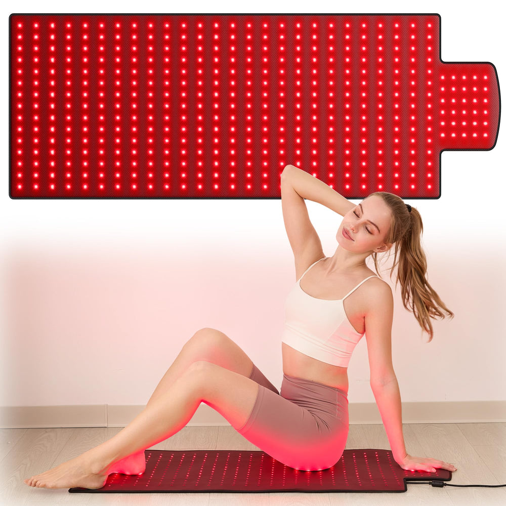 LPKP extra-large red light therapy mat delivers full-body coverage sessions