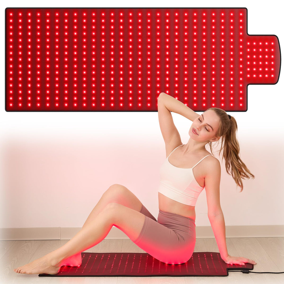 LPKP extra-large red light therapy mat delivers full-body coverage sessions