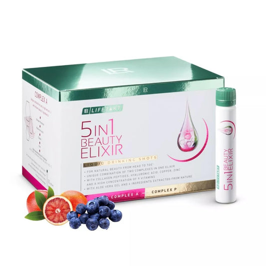 LR Health & Beauty Lifetakt Elixir bottle close-up promotes hydration and radiance.