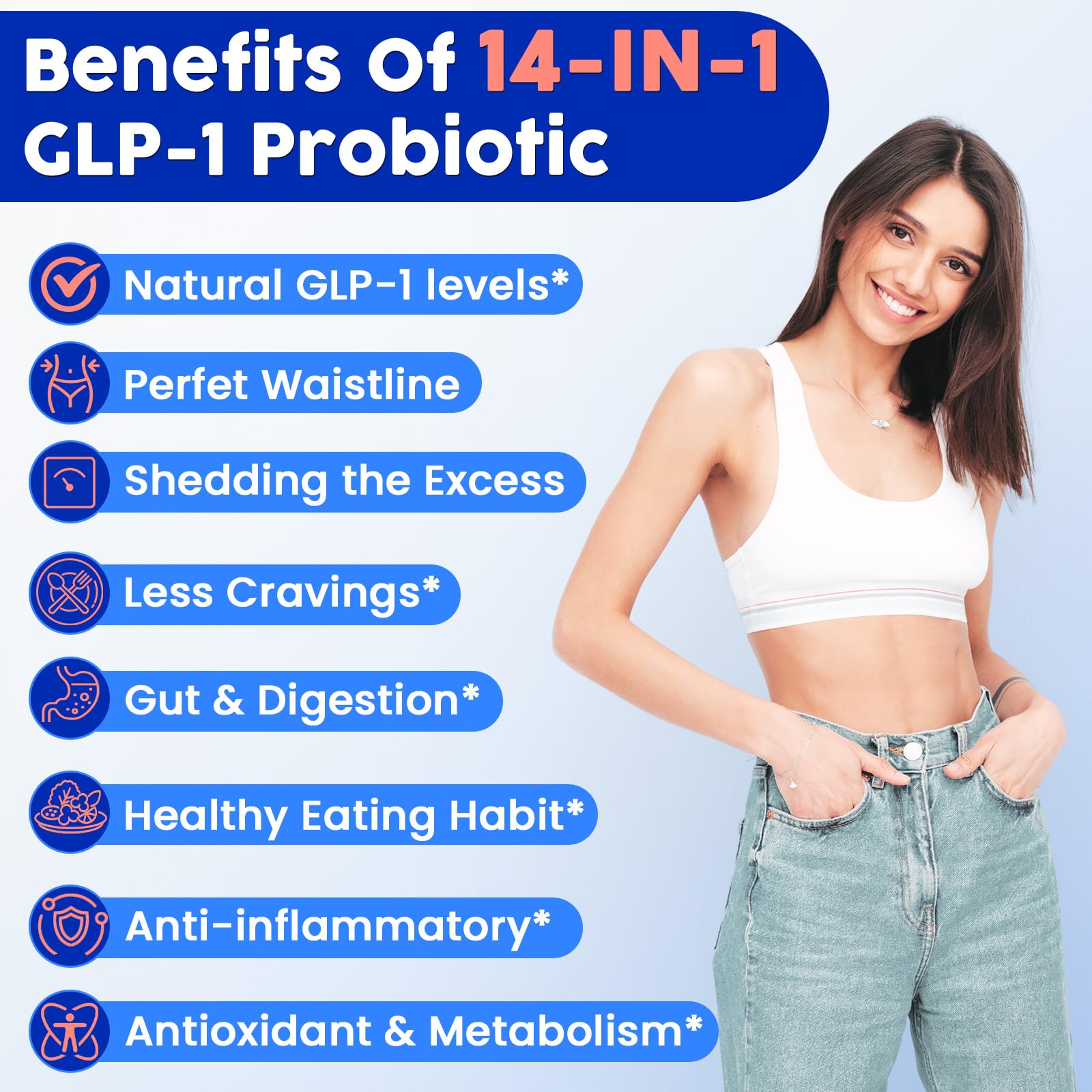 Lriftey GLP-1 ingredients spotlight with berberine and Akkermansia visuals.