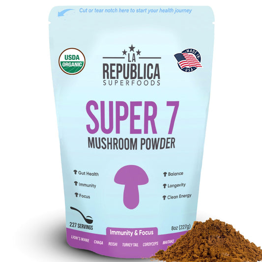 LRLA Superfoods La Republica Superfood Super 7 powder bottle for daily immune support