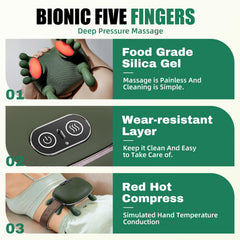 Lrthyonis bionic finger design close-up showing precise kneading action on neck.