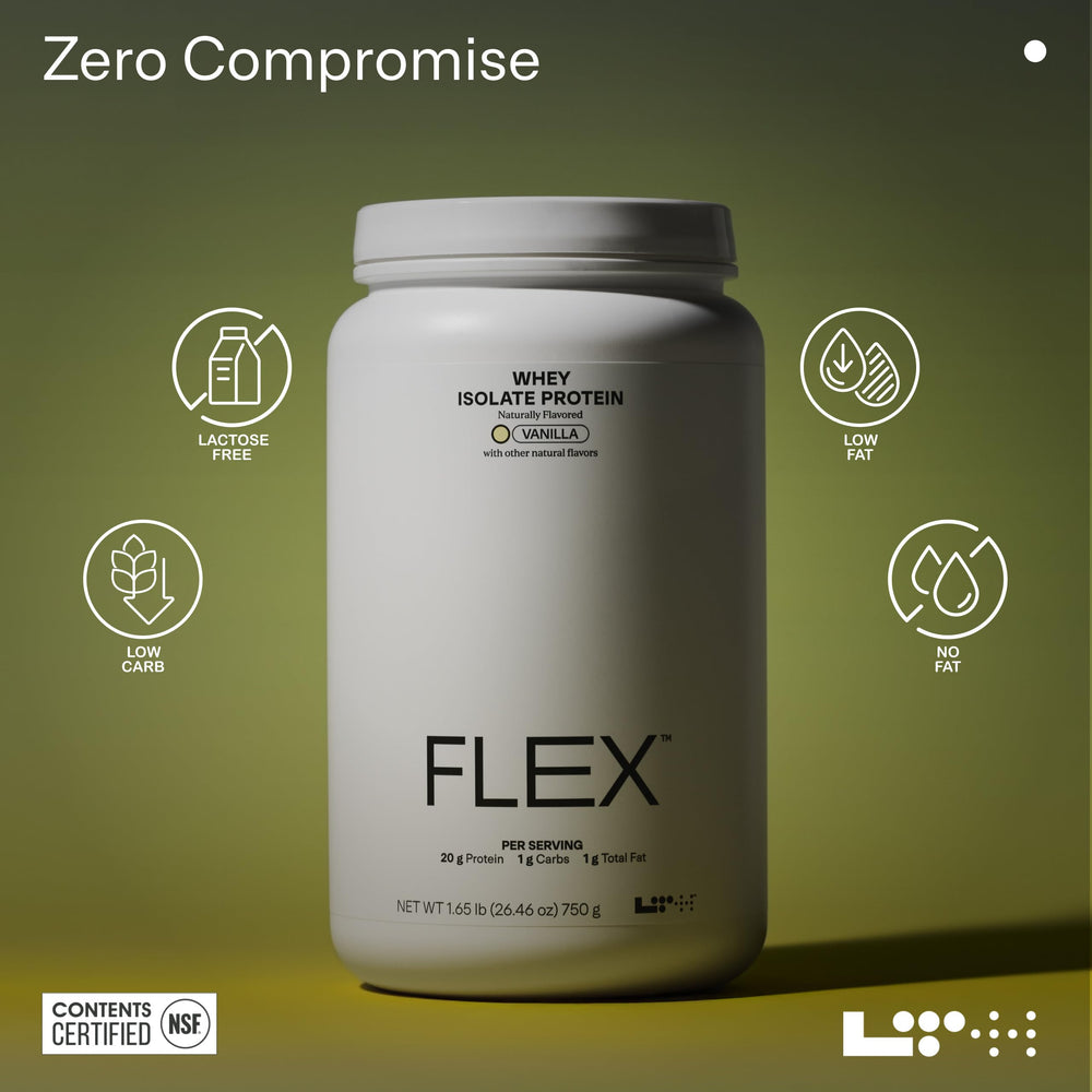 NSF Certified for Sport badge on LTH Flex Vanilla label