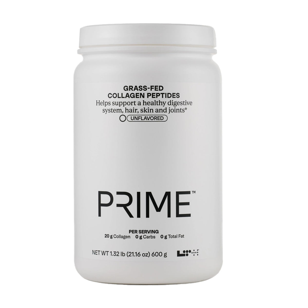 LTH Prime Collagen Peptides bottle shows grass-fed origin and protein support