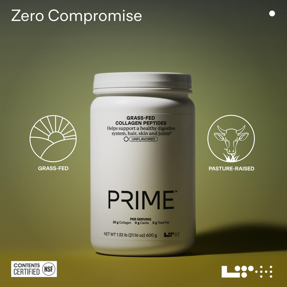 LTH Prime Collagen Peptides kitchen scene with unflavored powder