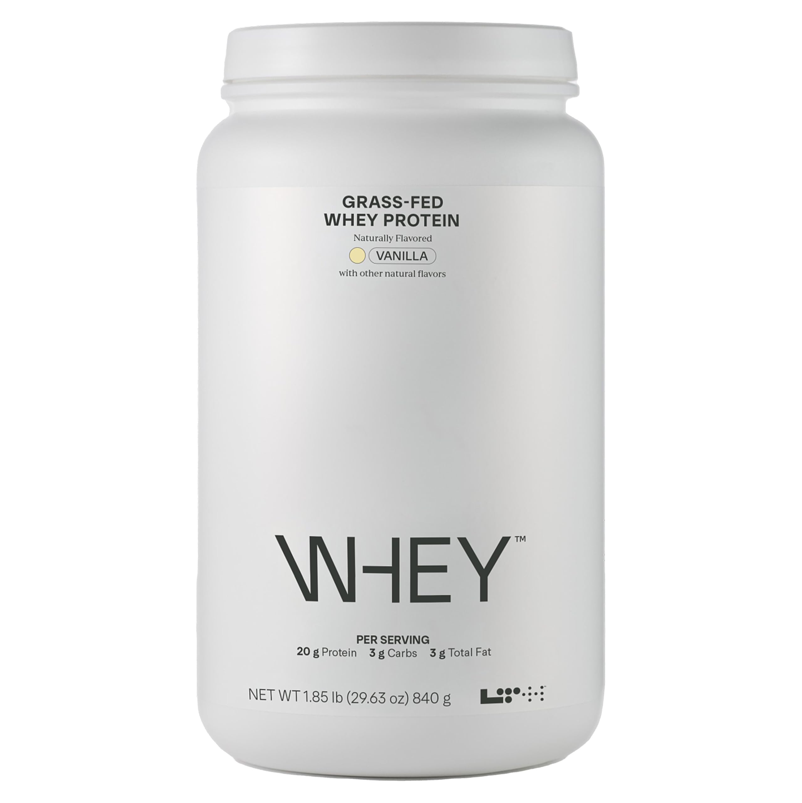 LTH Whey Protein vanilla bag highlighting grass-fed formula for lean muscle support.