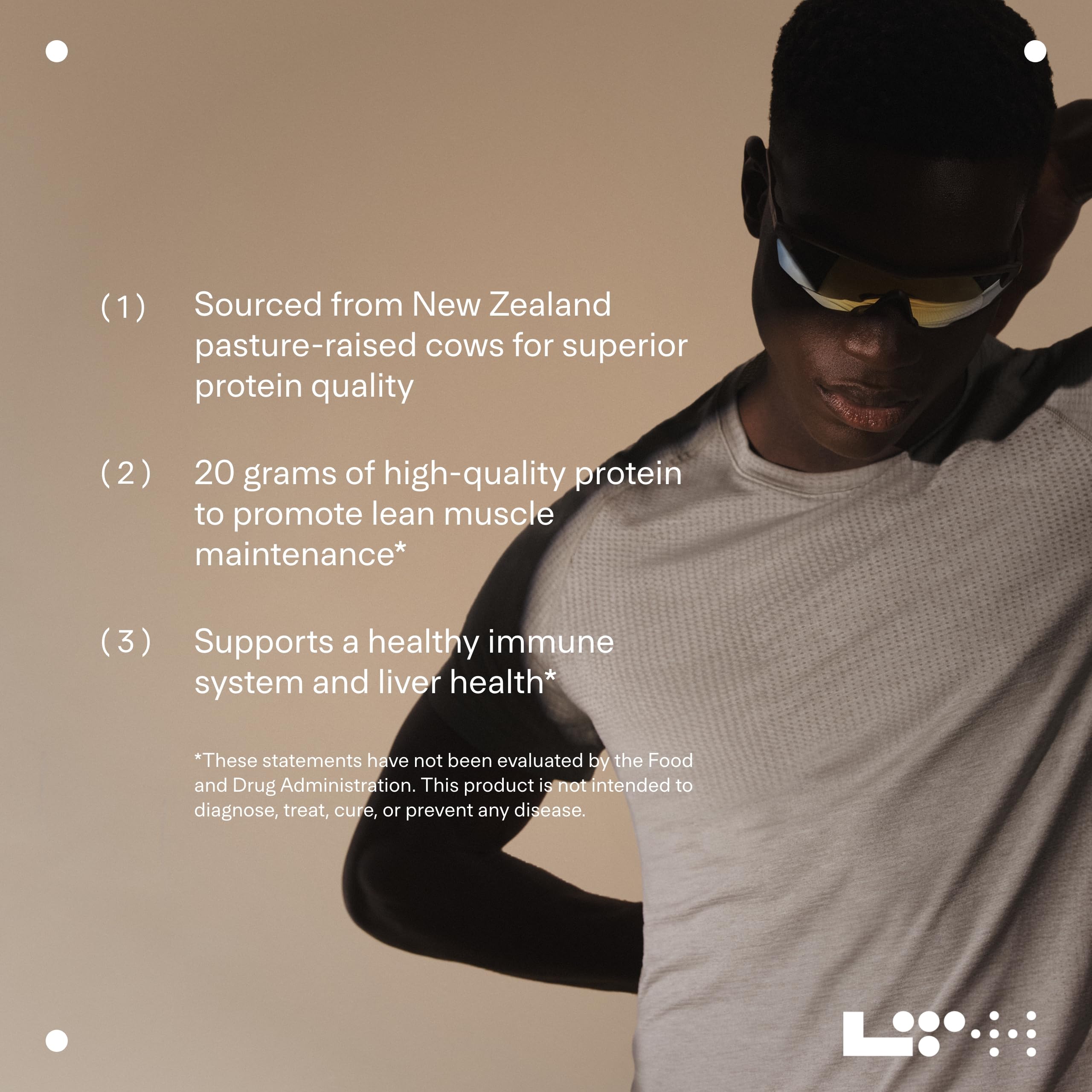 LTH Whey Protein vanilla image emphasizing New Zealand pasture sourcing.