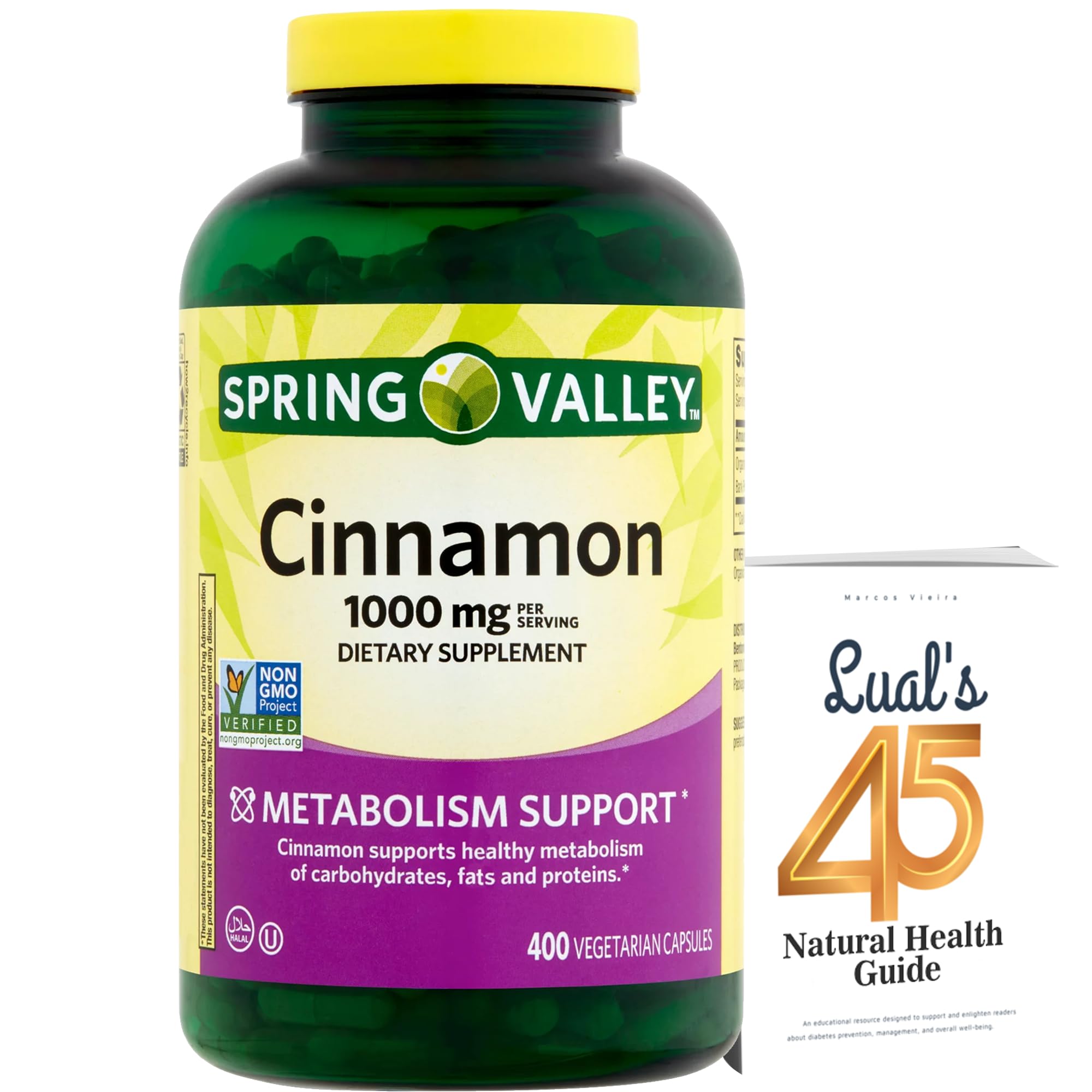 LUAL cinnamon supplement bottle front view with 400 capsules for daily use