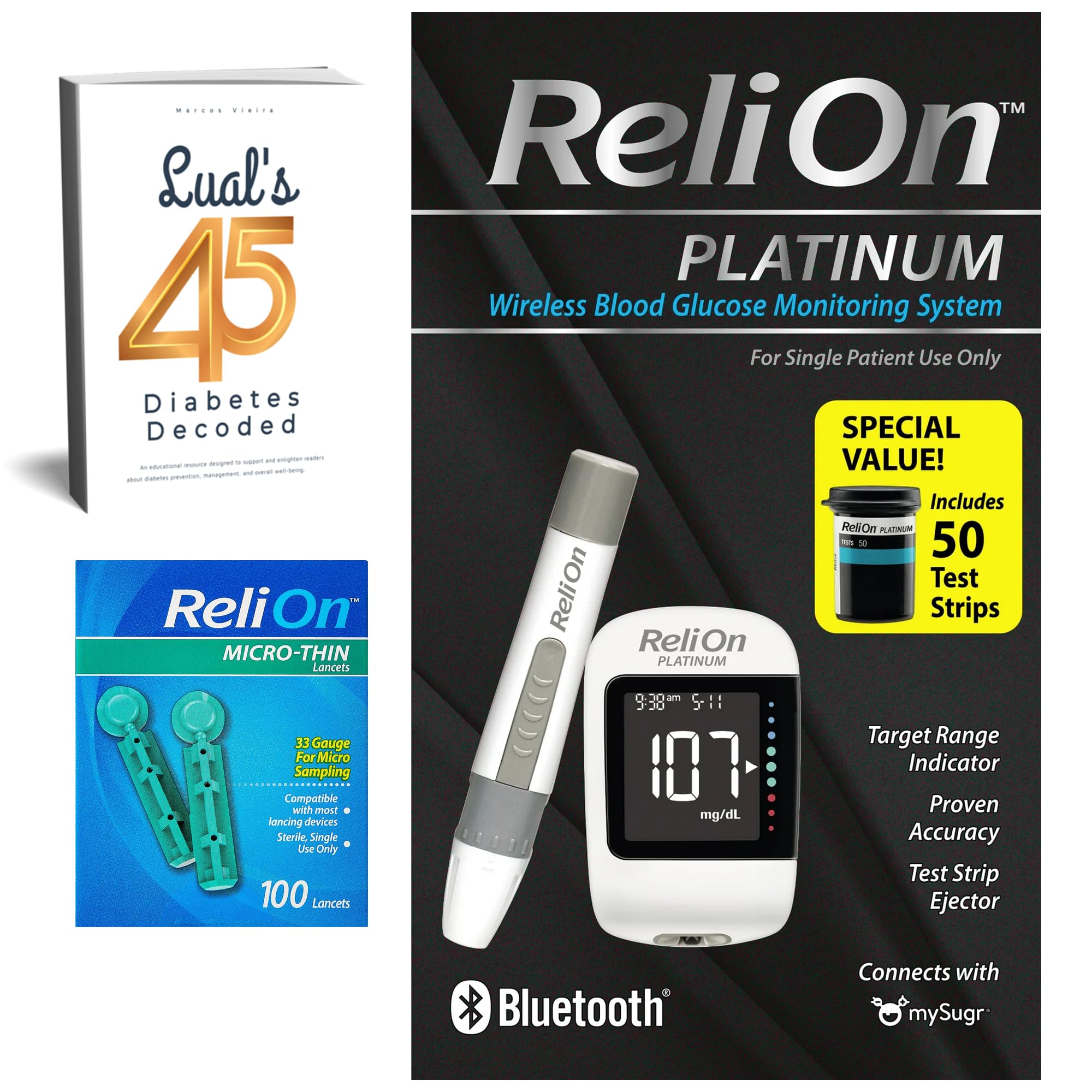 LUAL Platinum glucose meter with Bluetooth for quick result tracking