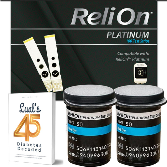 LUAL Platinum test strips in a sealed foil pack for reliable glucose checks.