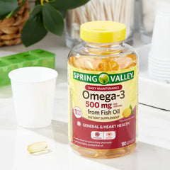 LUAL Spring Valley Omega-3 softgels in daily routine context
