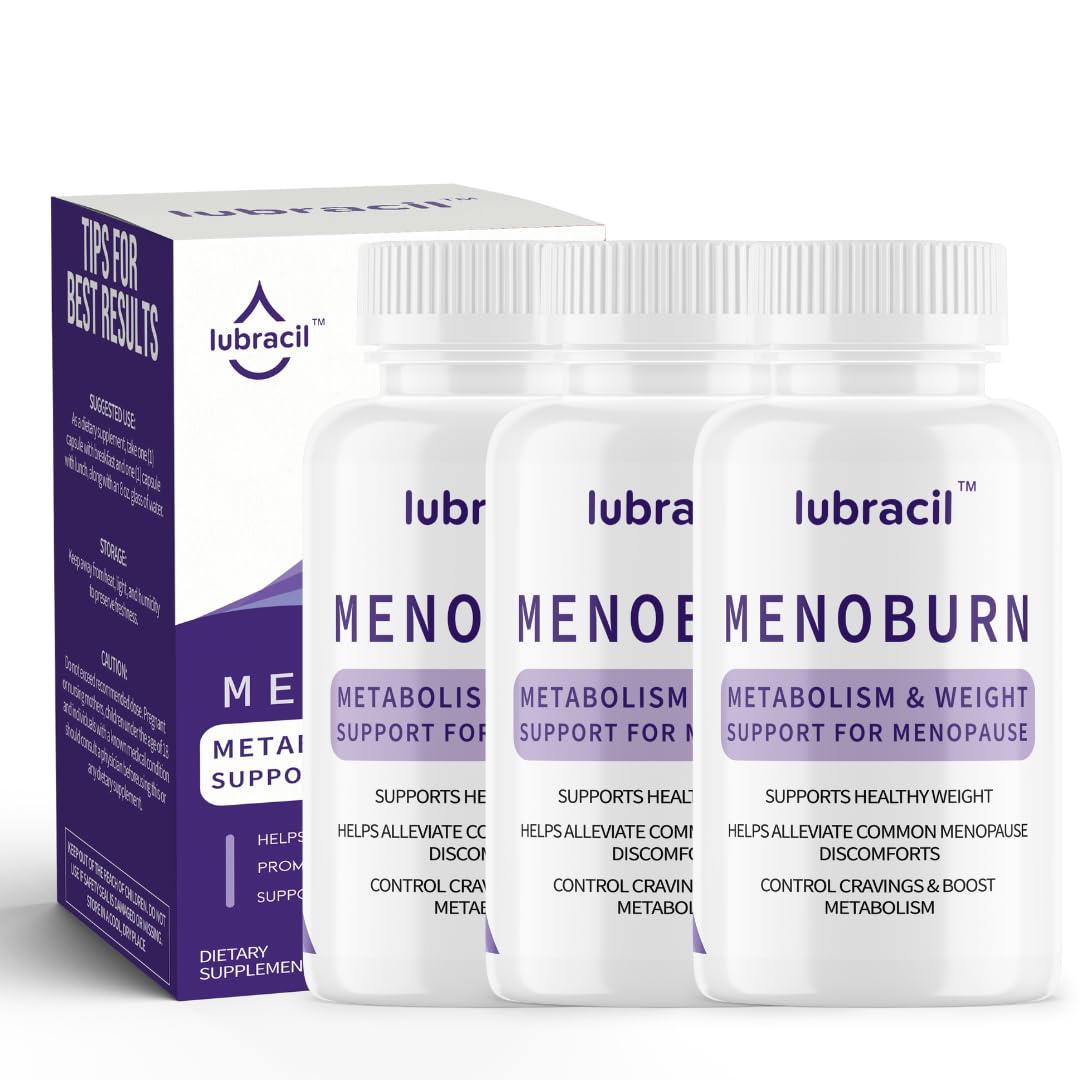 Lubracil Menoburn bottle front view for daily menopause support and energy