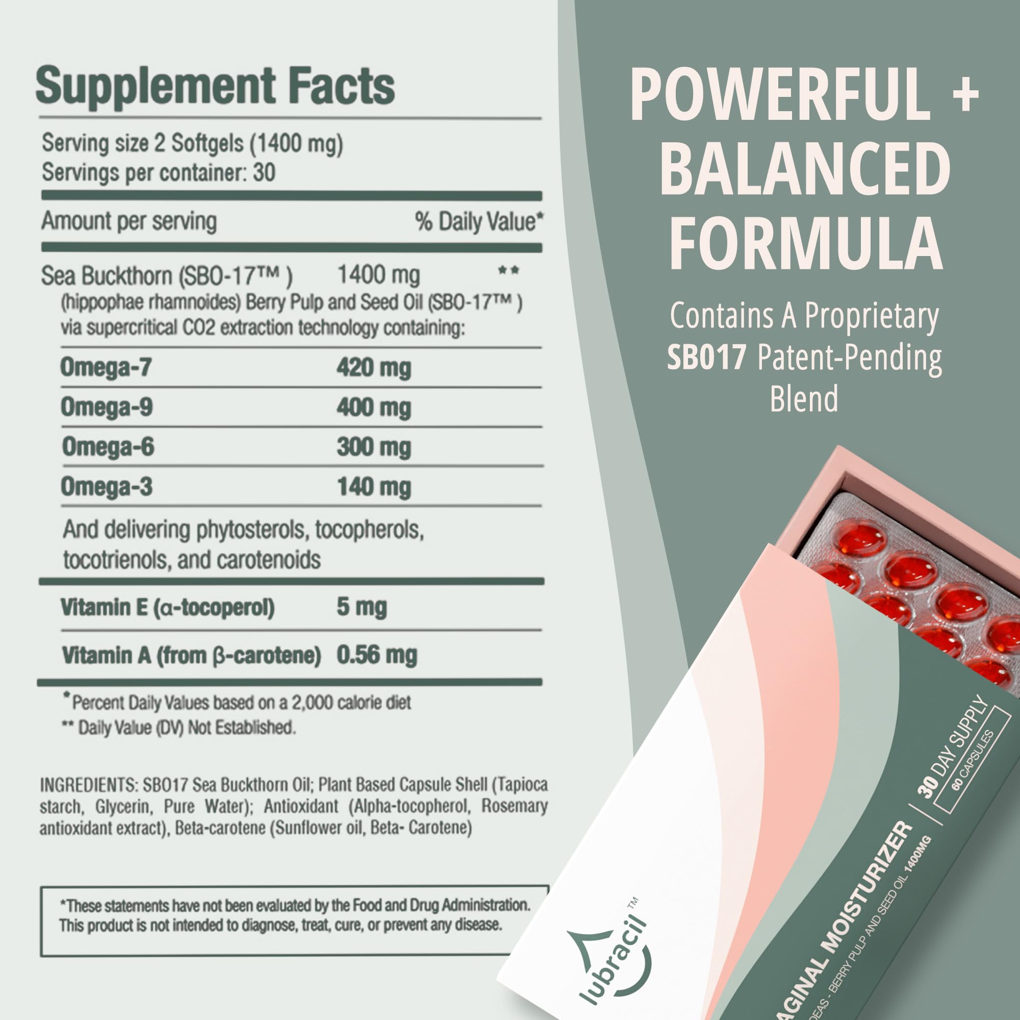 Lubracil omega 6 7 9 caplets support hydration and comfort