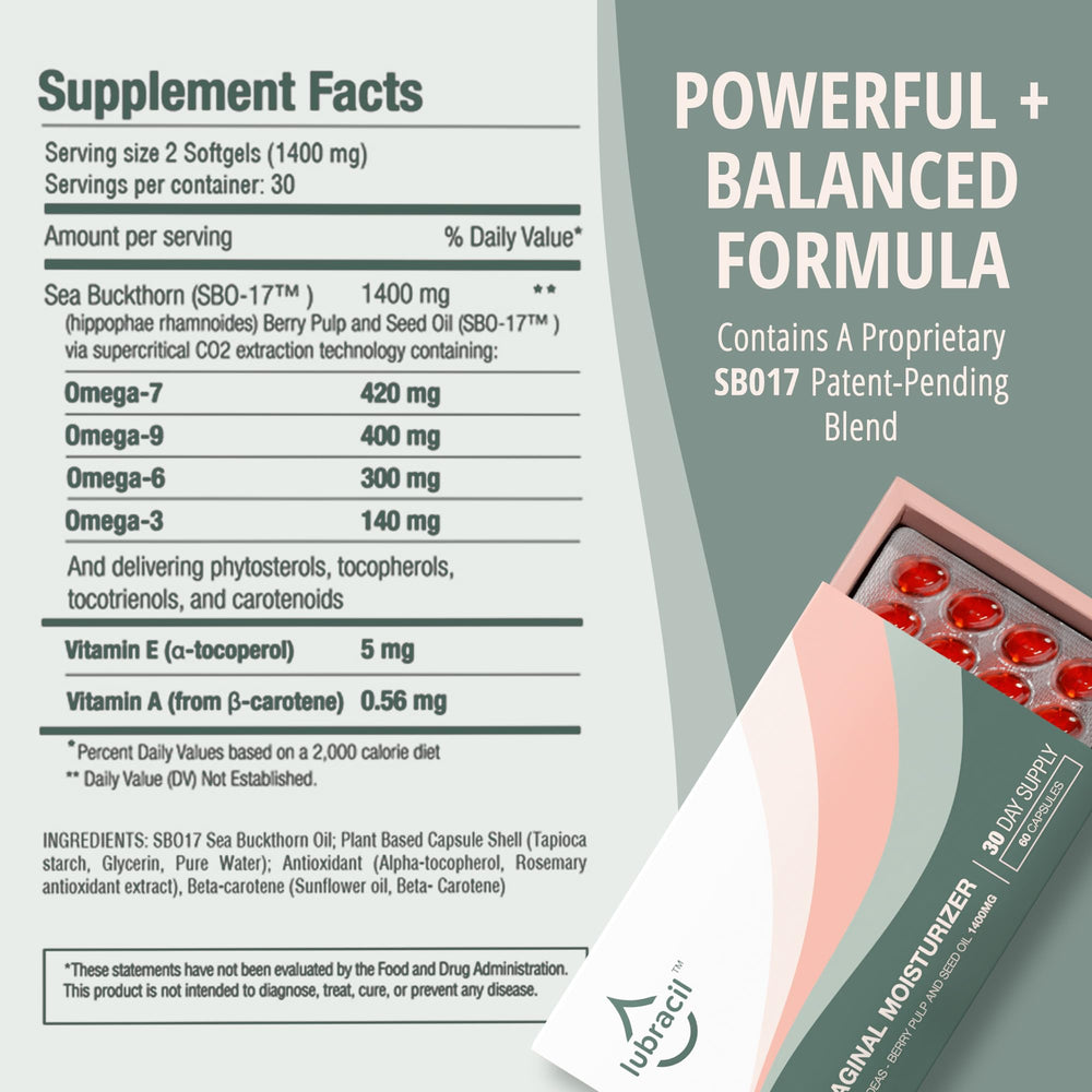 Lubracil omega 6 7 9 caplets support hydration and comfort
