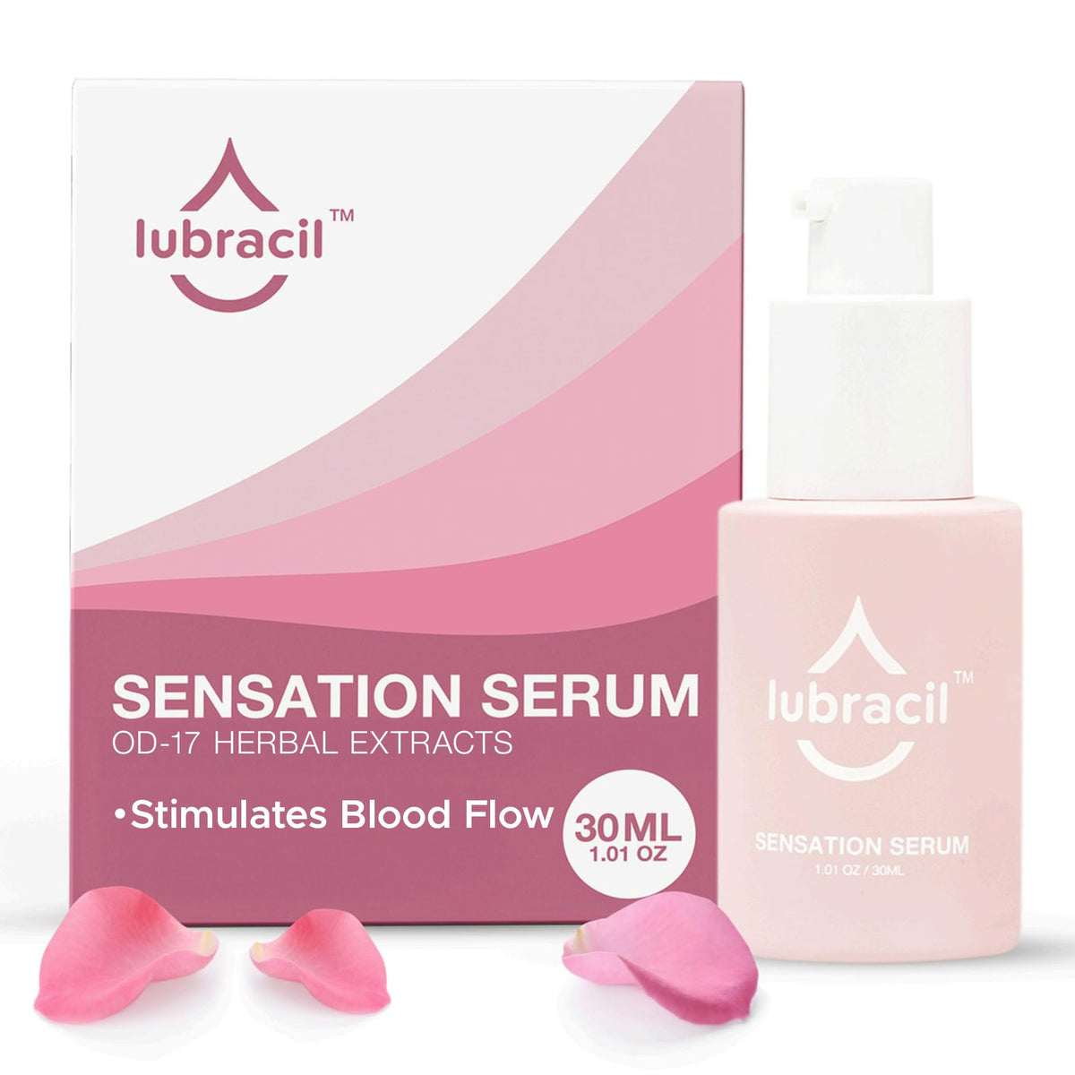 Lubracil Sensation Serum bottle highlighting elegant packaging and hydration capability