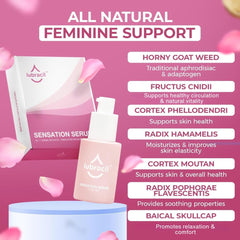 Lubracil Sensation Serum packaging and branding for premium feminine skincare care