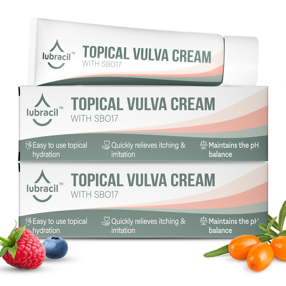 Lubracil topical vulva cream bottle for daily comfort and hydration.