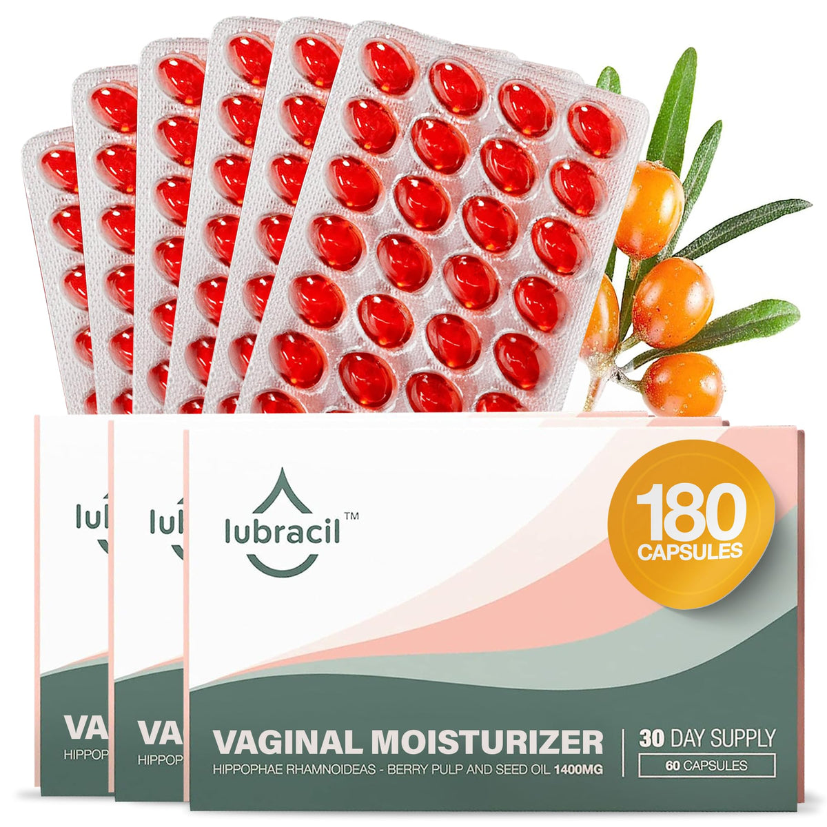 Lubracil Vaginal Moisturizer Pills bottle for daily hydration