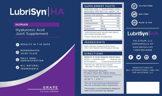 Pouring LubriSynHA grape liquid for easy daily use and hydration.