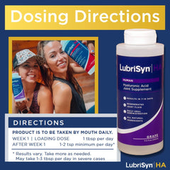 Active lifestyle scene with LubriSynHA promoting flexible movement.
