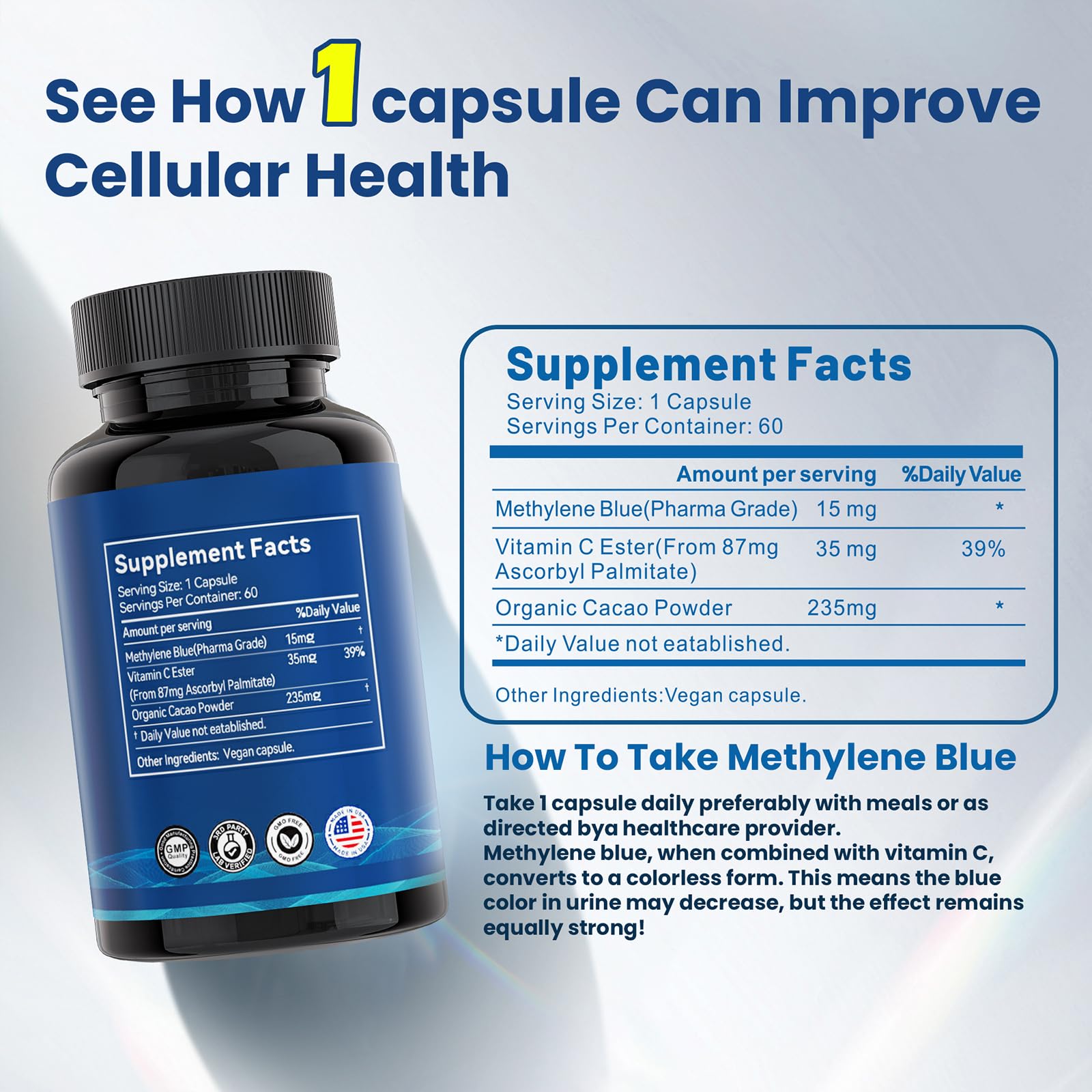 Lucemed capsules with clear shell on display, signaling clean ingredients.