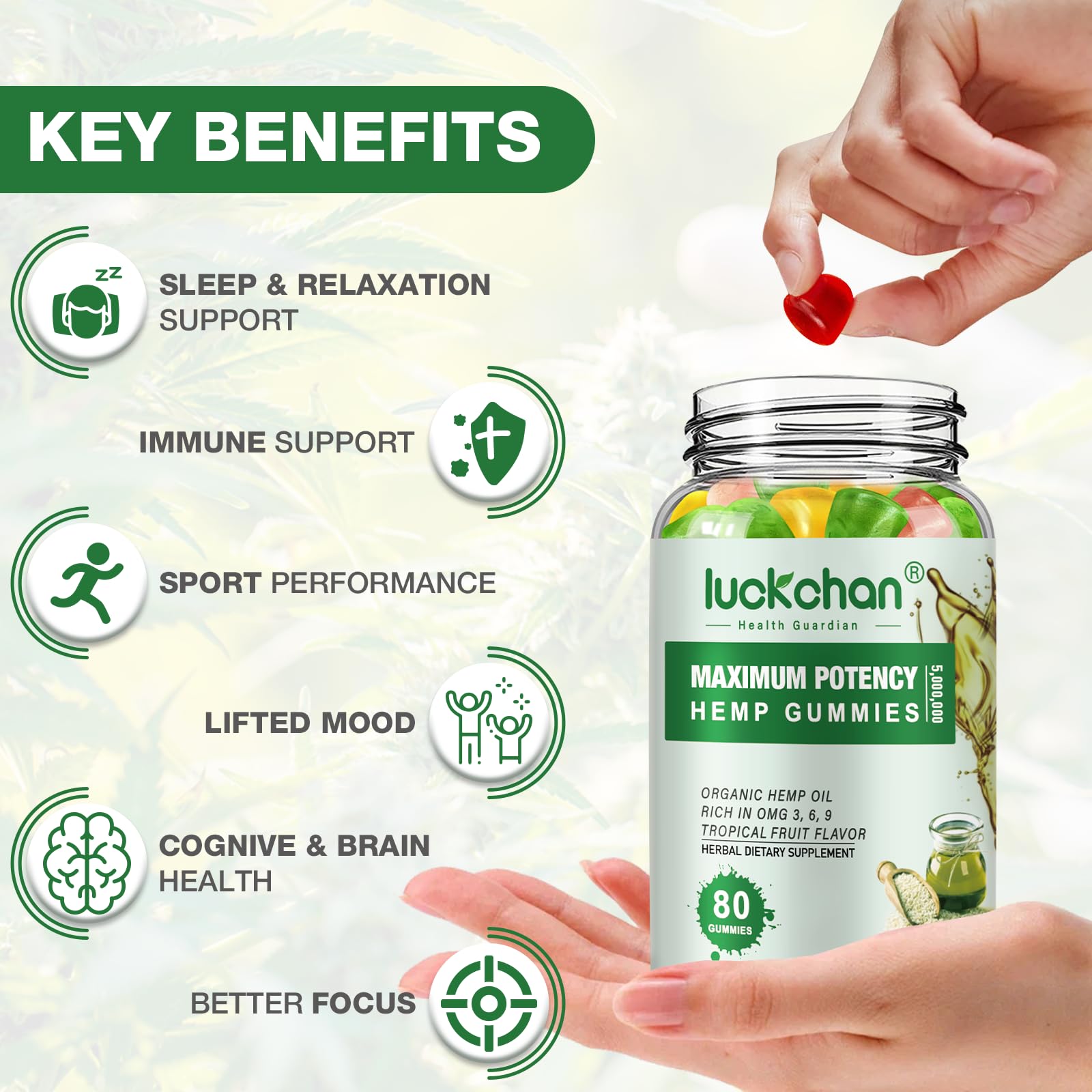 LUCKCHAN hemp gummies pain relief and calm moments