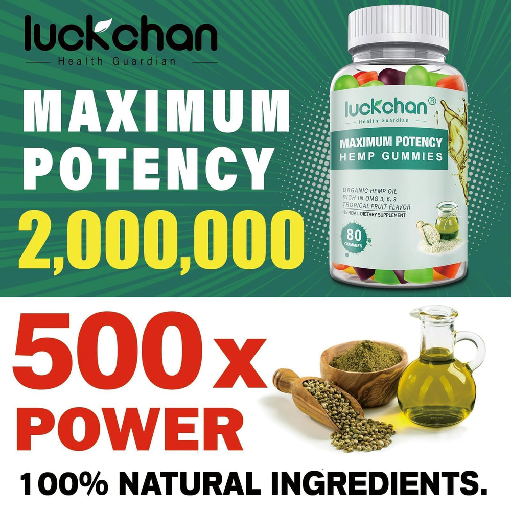 LUCKCHAN hemp gummies texture closeup—chewy, natural ingredients for daily wellness.