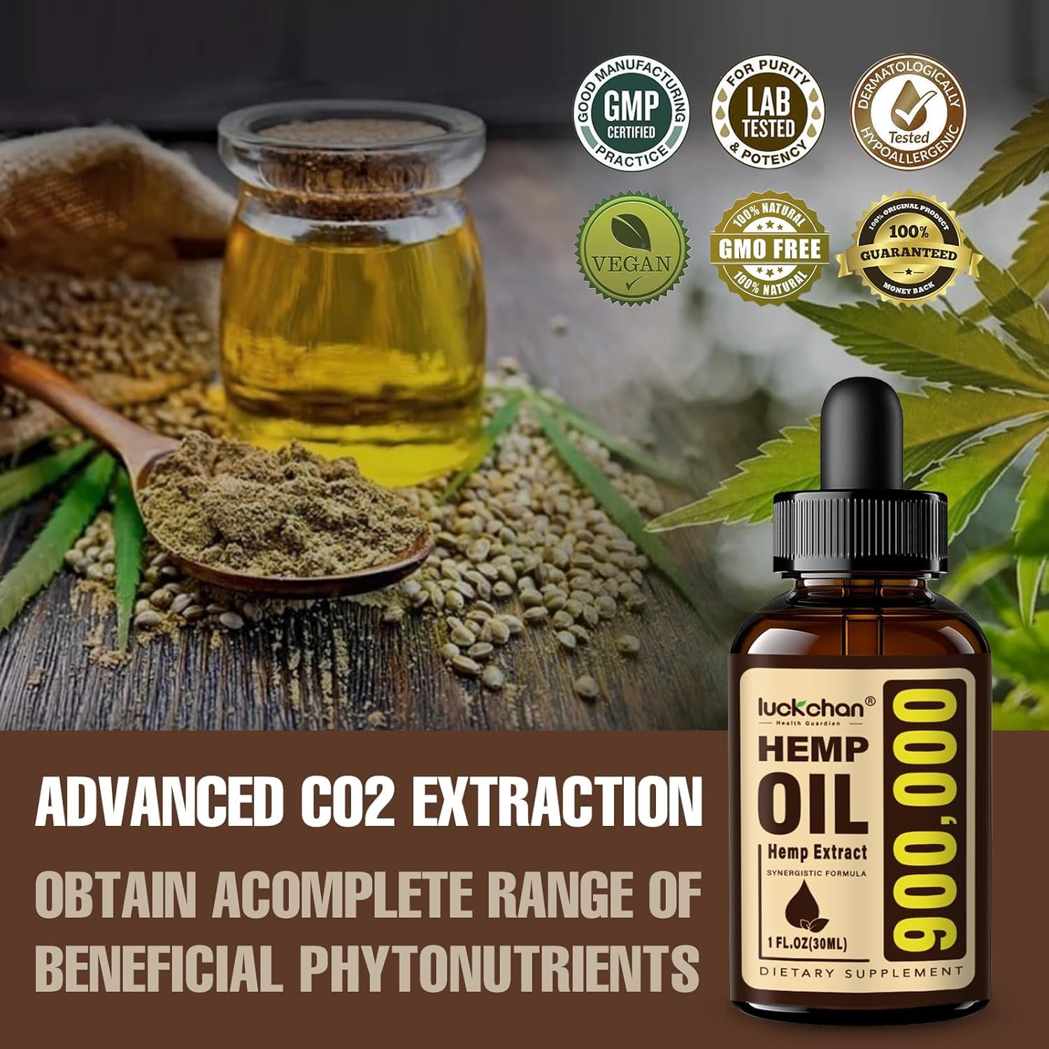 LUCKCHAN hemp oil 900k packaging-box signals modern, trusted sourcing.