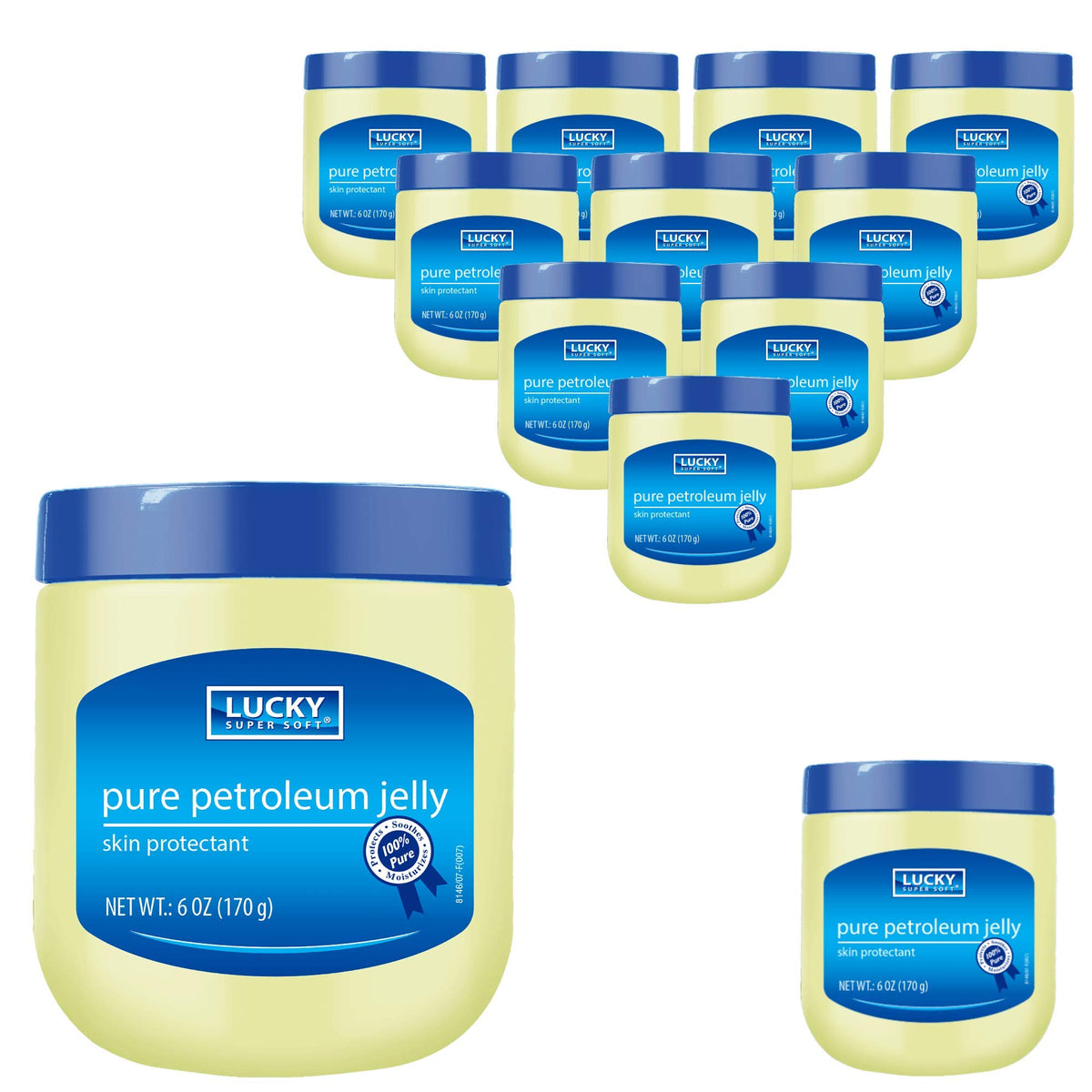 Lucky Super Soft petroleum jelly jar close-up for moisture protection