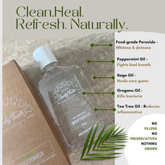 Lucky Teeth mouthwash flavor-profile mint-cinnamon-clove swirls for a tasty daily rinse.