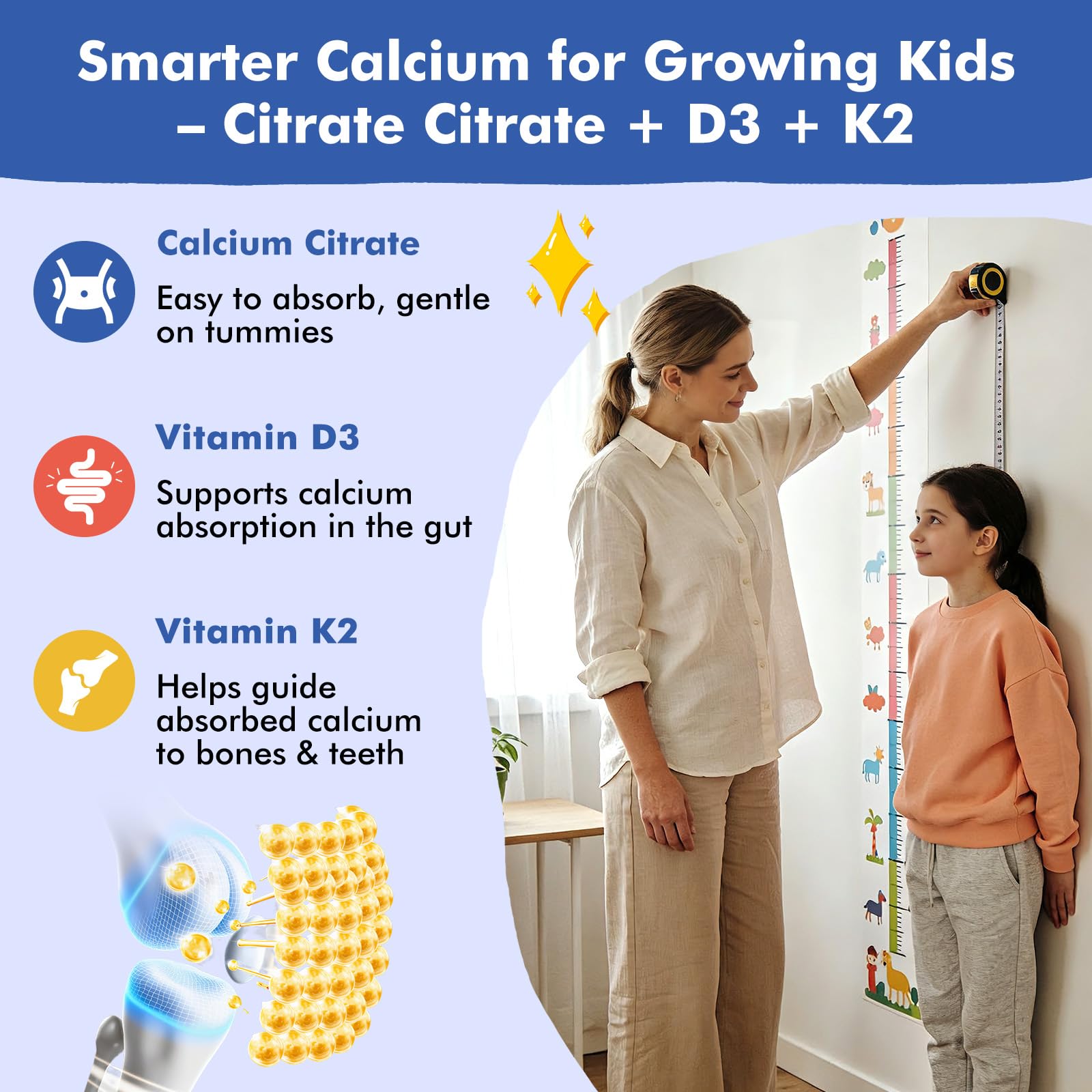 Packaging front of LUCNVEM calcium citrate gummies for kids with vitamins